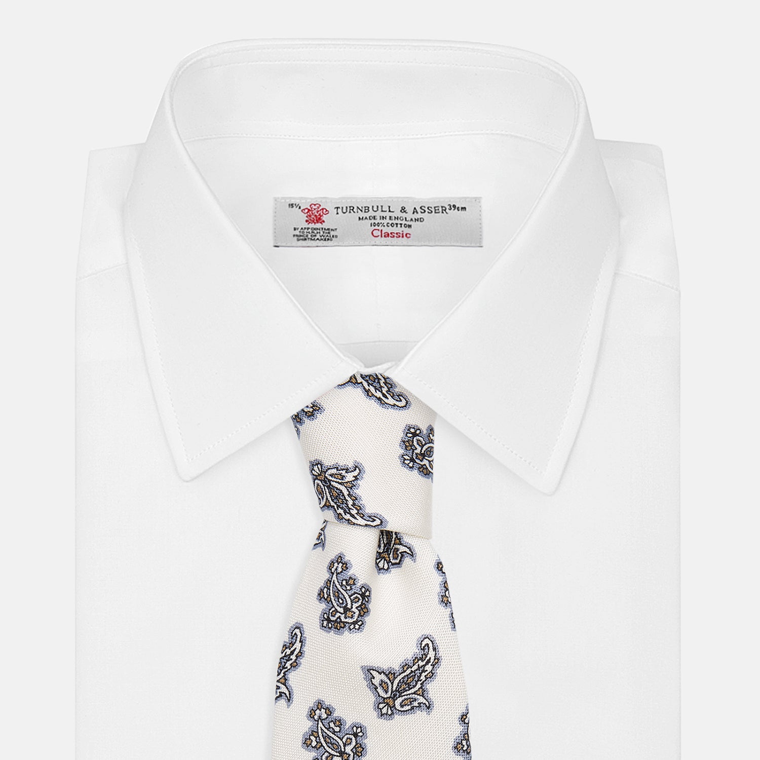 View 5 of product Ecru Paisley Floral Cotton Silk Blend Tie