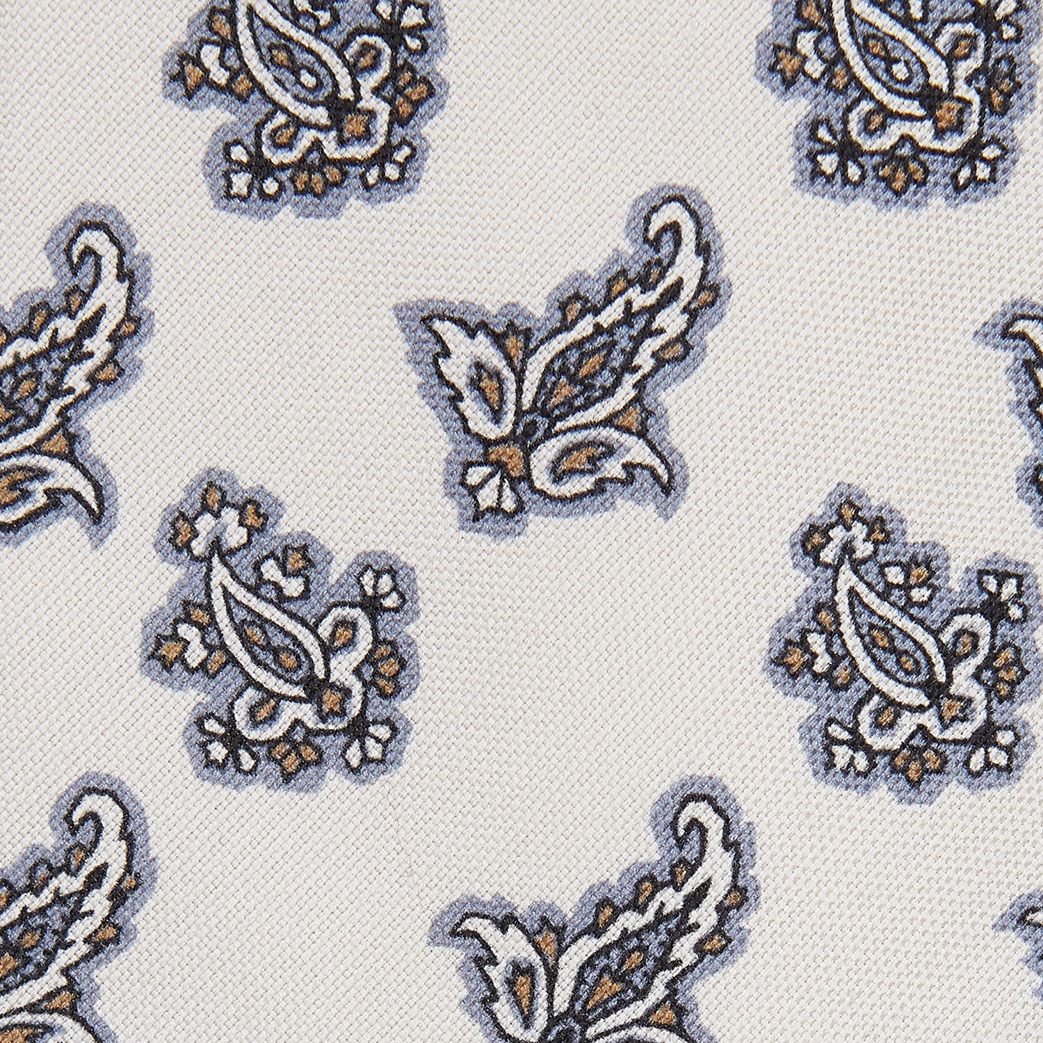 Ecru Paisley Floral Cotton Silk Blend Tie