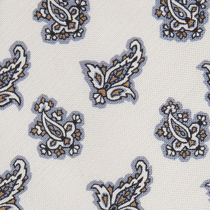 Ecru Paisley Floral Cotton Silk Blend Tie Image 2