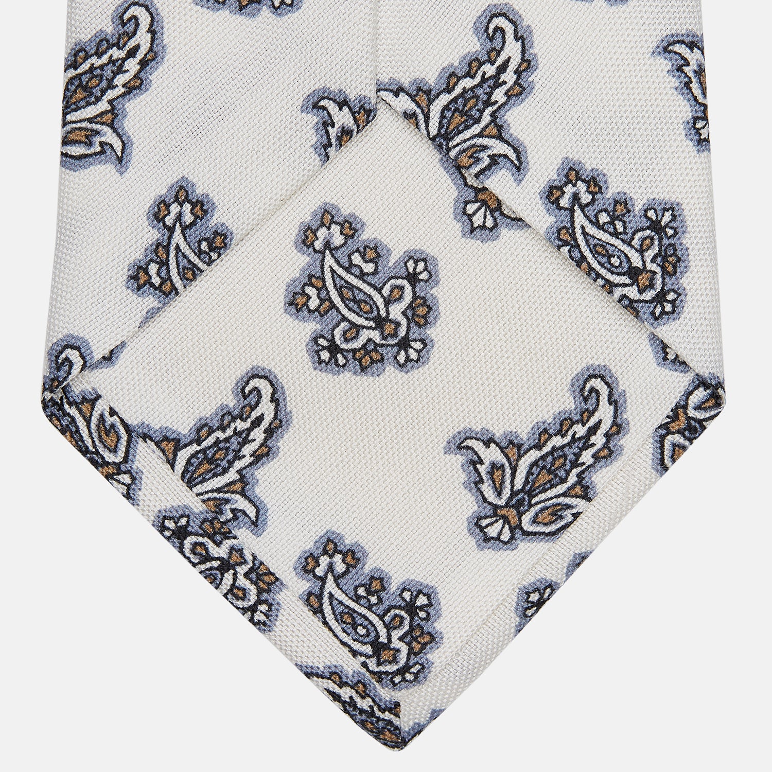 View 4 of product Ecru Paisley Floral Cotton Silk Blend Tie