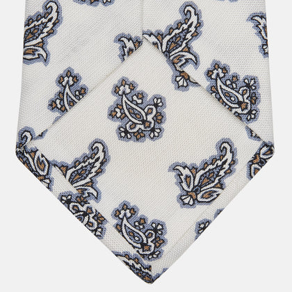 Ecru Paisley Floral Cotton Silk Blend Tie Image 3