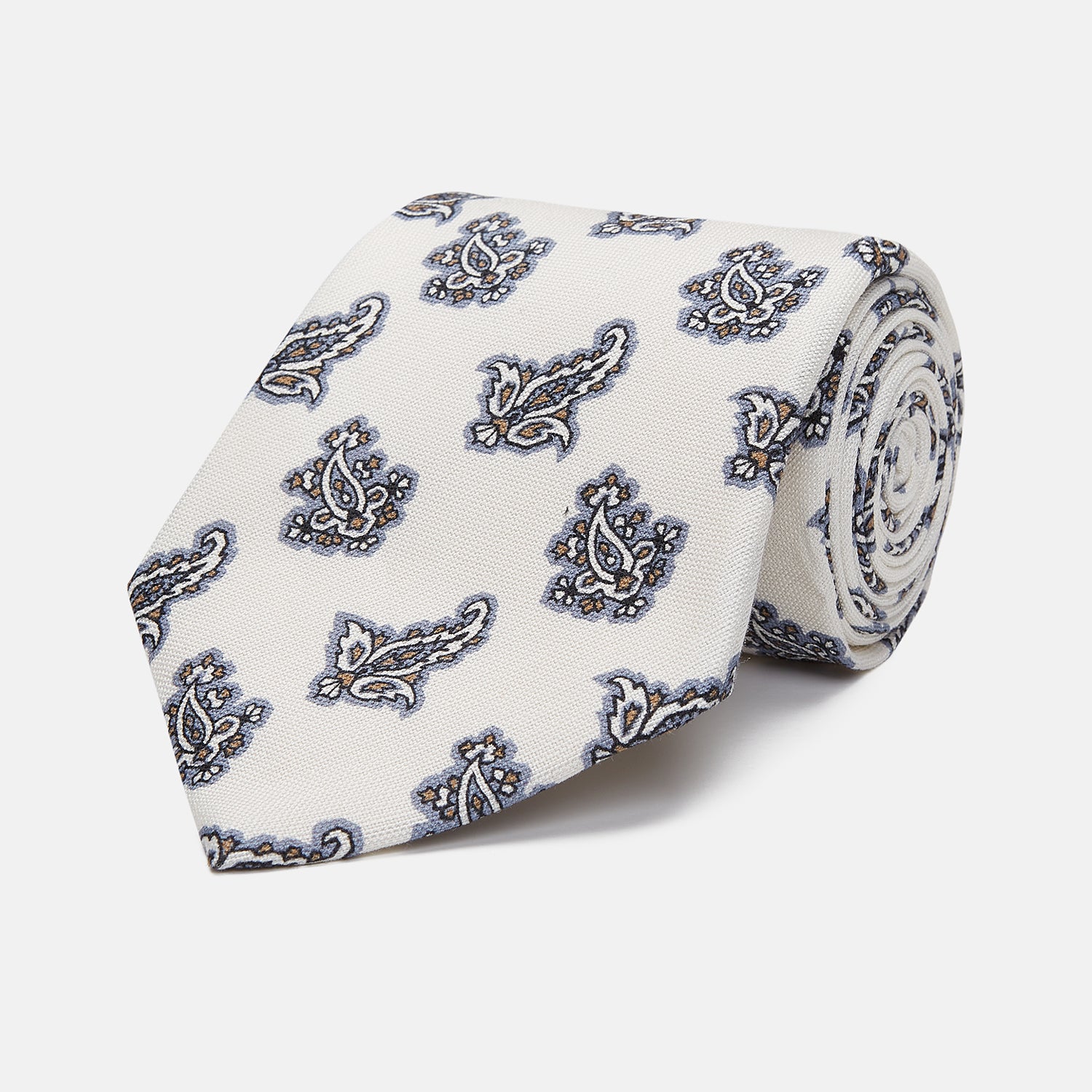 View 1 of product Ecru Paisley Floral Cotton Silk Blend Tie