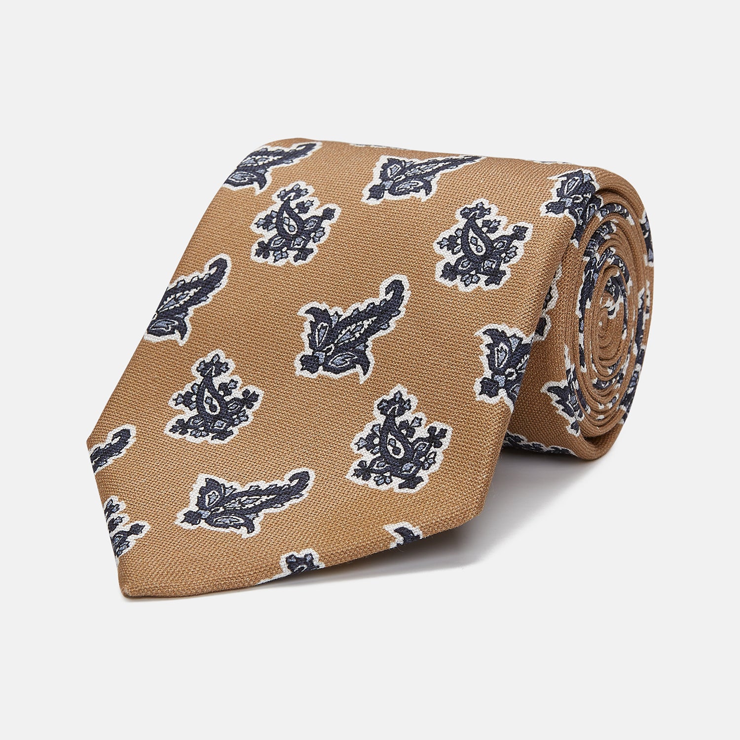 View 1 of product Toffee Paisley Floral Cotton Silk Blend Tie