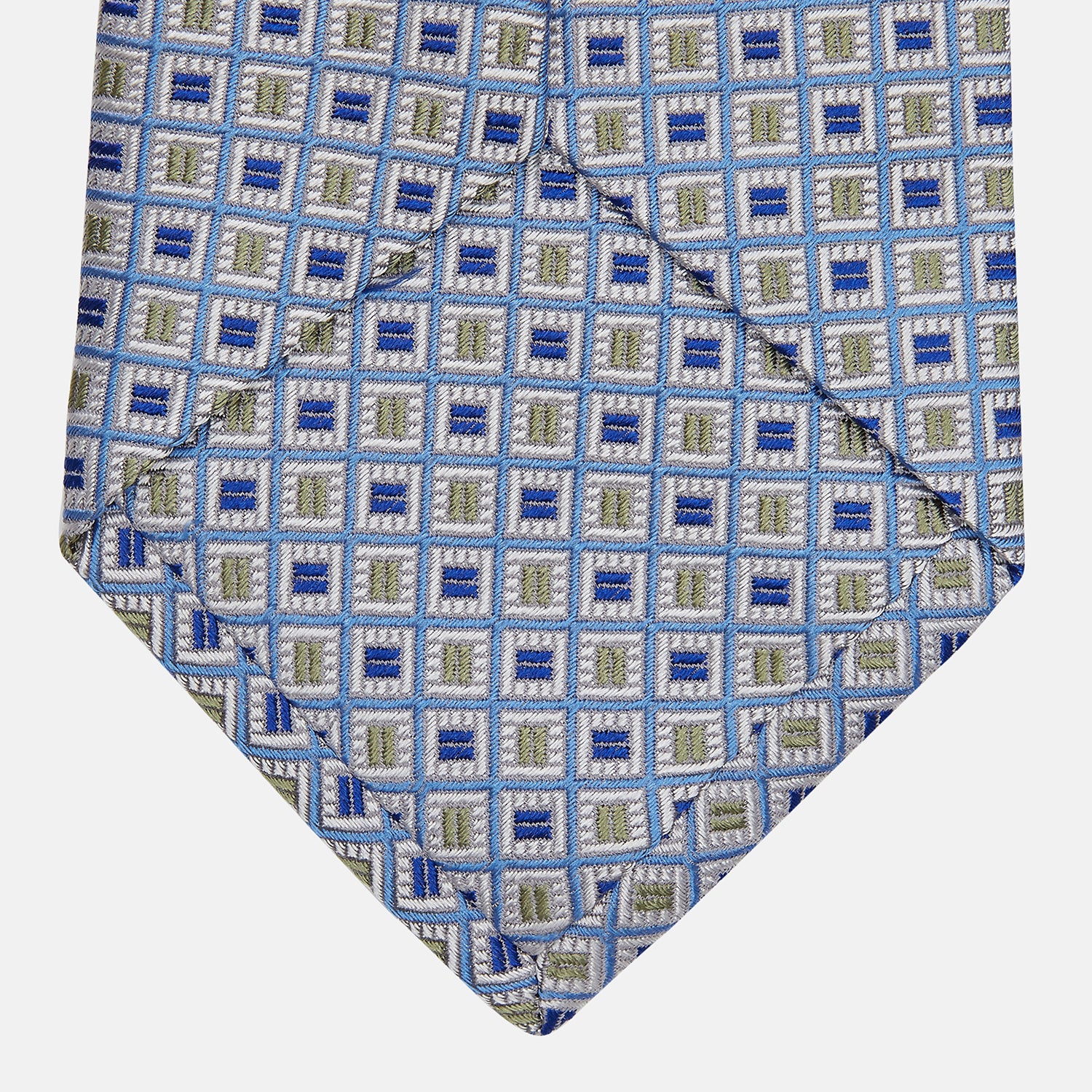 View 3 of product Blue and Yellow Geometric Silk Jacquard Tie