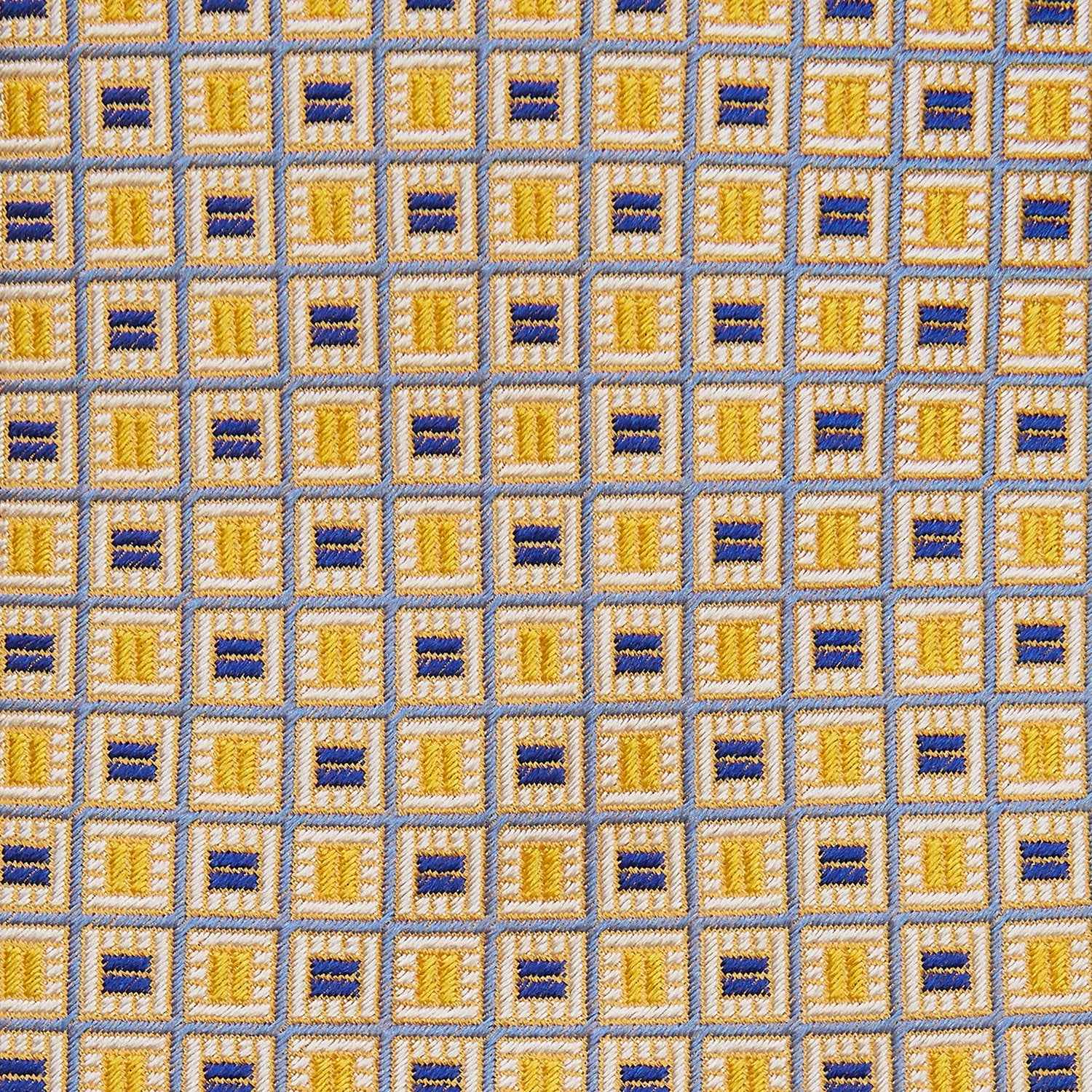 View 2 of product Yellow and Navy Geometric Silk Jacquard Tie