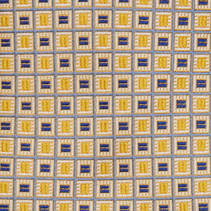 Yellow and Navy Geometric Silk Jacquard Tie