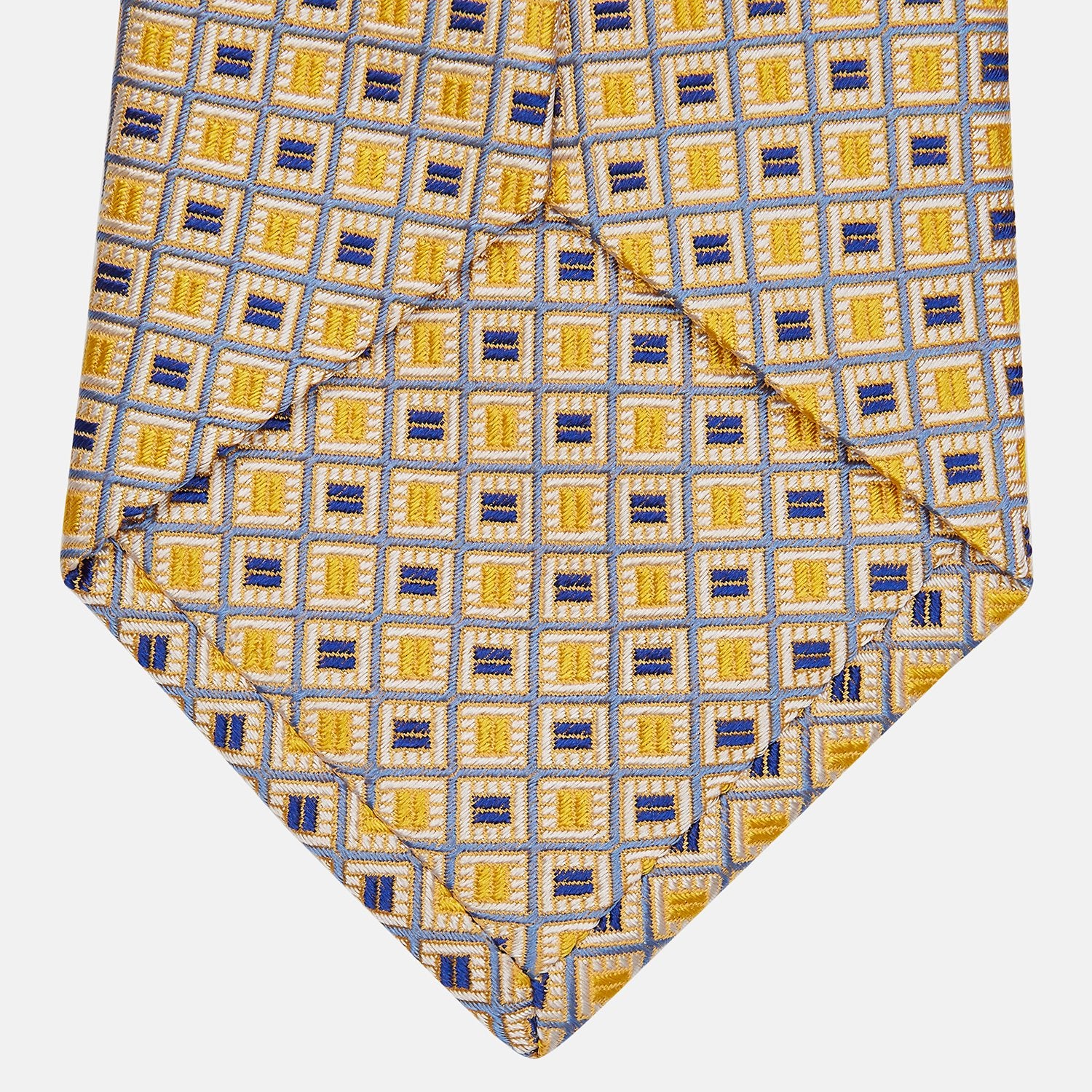 View 3 of product Yellow and Navy Geometric Silk Jacquard Tie