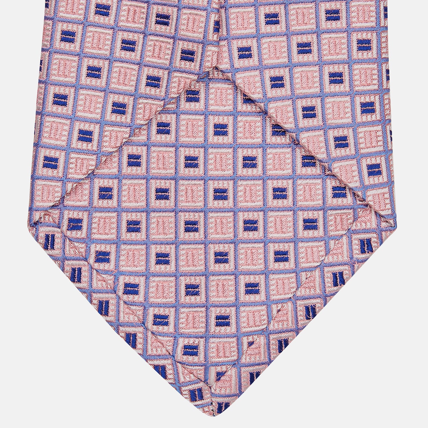 Pink and Navy Geometric Silk Jacquard Tie