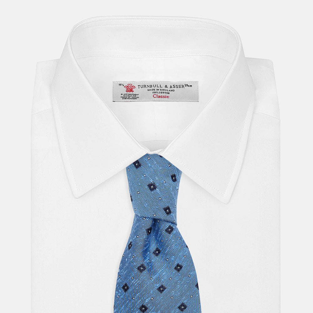 Dark Blue Fine Square Slub Silk Tie