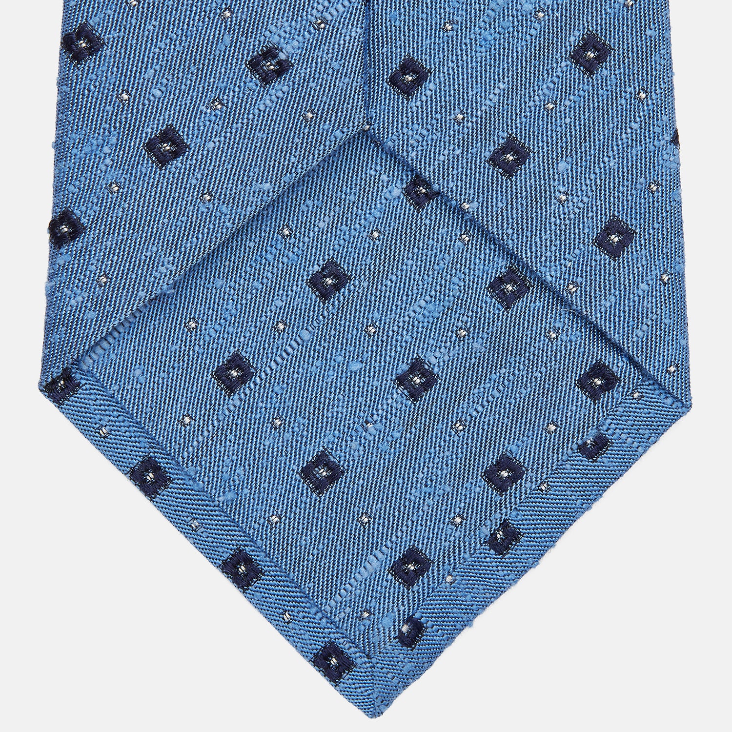 View 3 of product Dark Blue Fine Square Slub Silk Tie