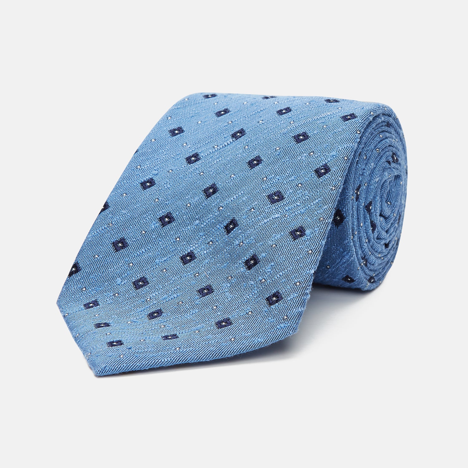 View 1 of product Dark Blue Fine Square Slub Silk Tie