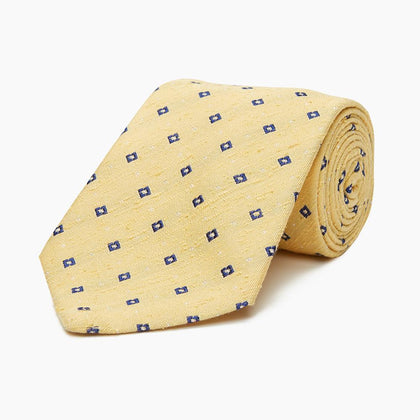 Yellow Fine Square Slub Silk Tie