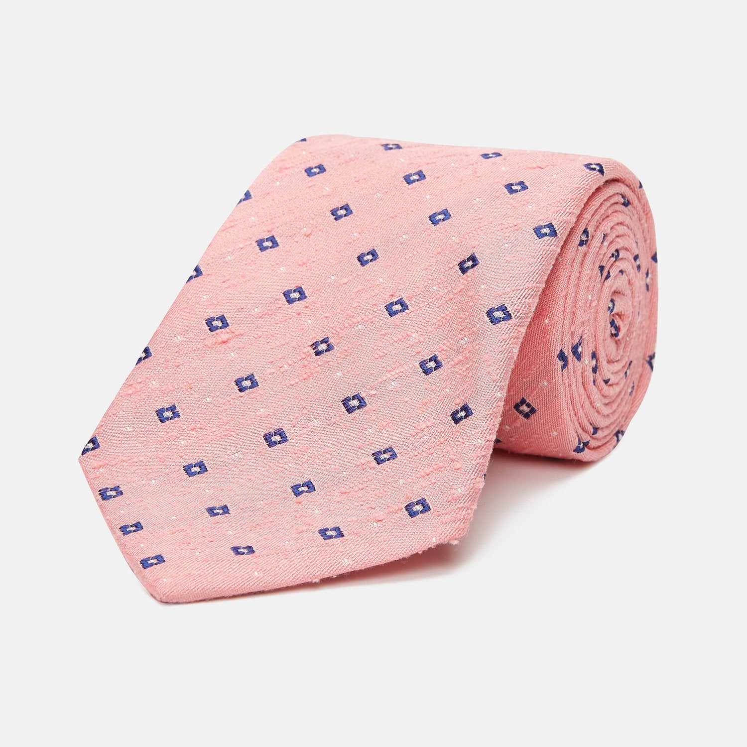 Pink Fine Square Slub Silk Tie