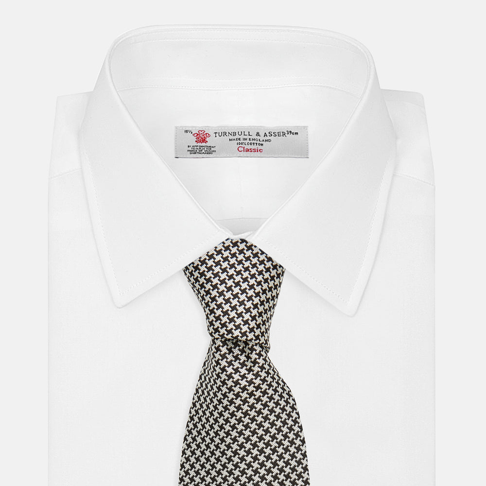 Fine Puppytooth Monochrome Silk Tie