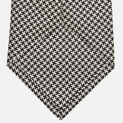 Fine Puppytooth Monochrome Silk Tie Image 2