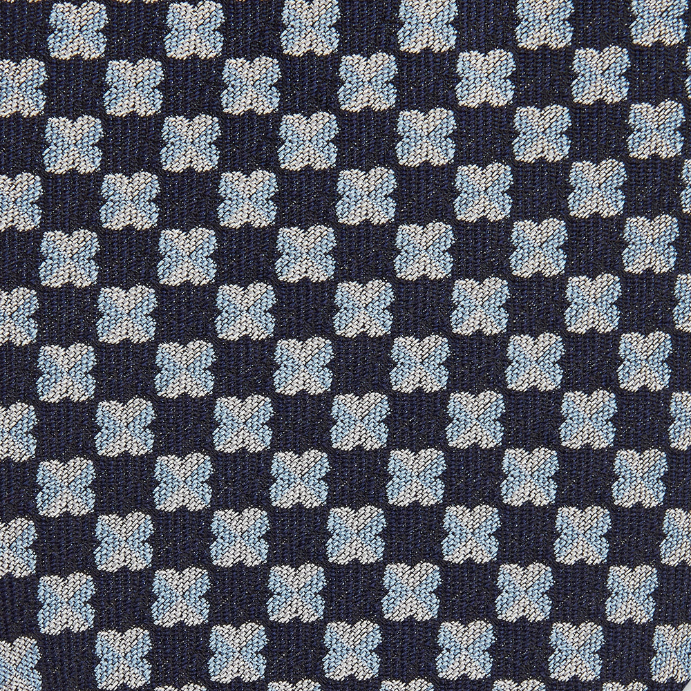 Indigo Graphic Floral Silk Jacquard Tie