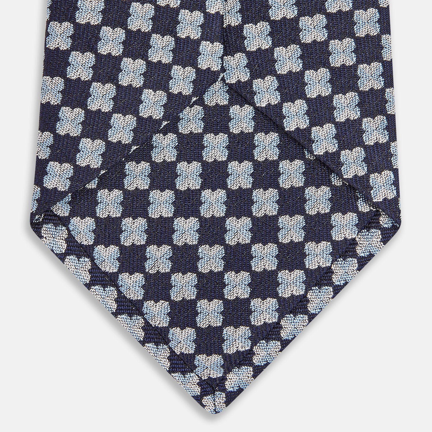 View 3 of product Indigo Graphic Floral Silk Jacquard Tie