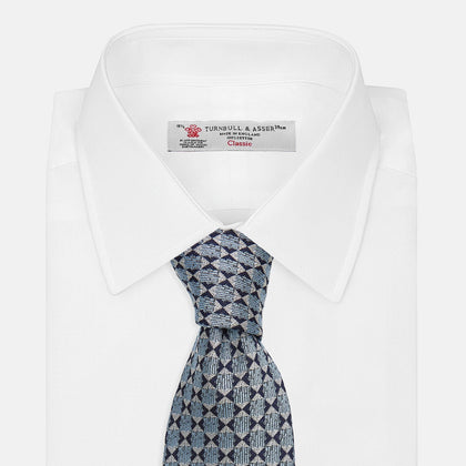Chambray Blue Graphic Floral Silk Jacquard Tie Image 2