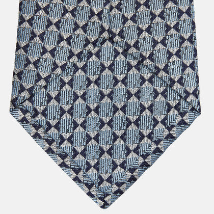 Chambray Blue Graphic Floral Silk Jacquard Tie Image 3