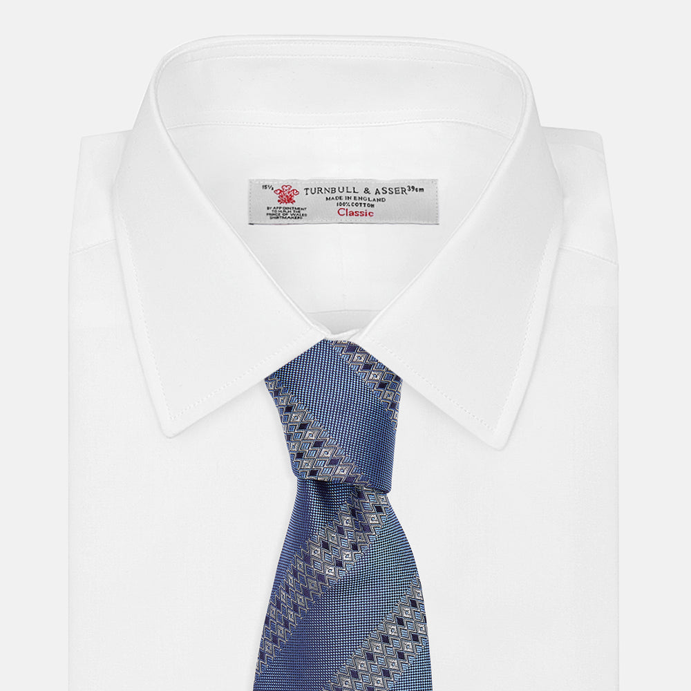 Dark Blue Baroque Stripe Silk Jacquard Tie