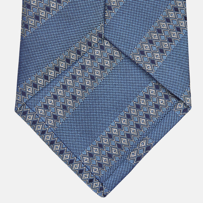 Dark Blue Baroque Stripe Silk Jacquard Tie Image 2