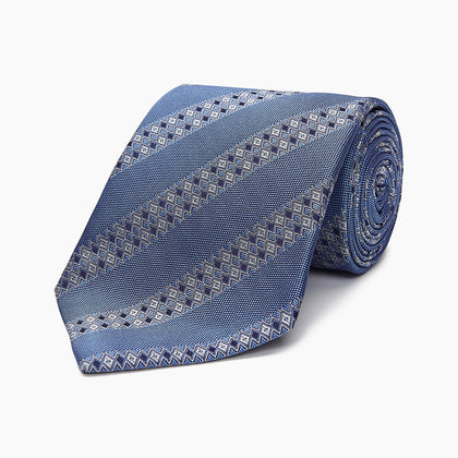 Dark Blue Baroque Stripe Silk Jacquard Tie Image 4