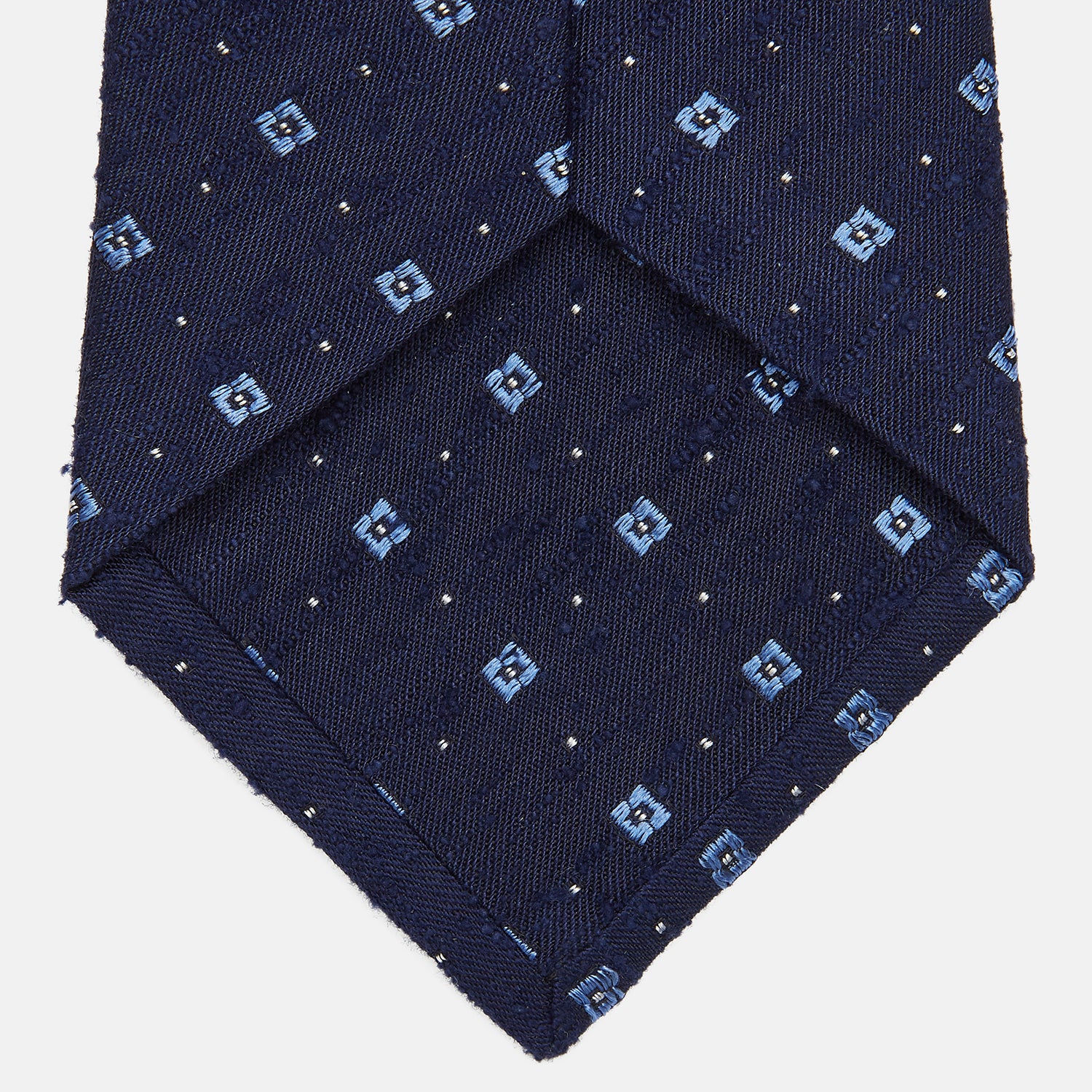 Midnight Blue Square Slub Silk Jacquard Tie