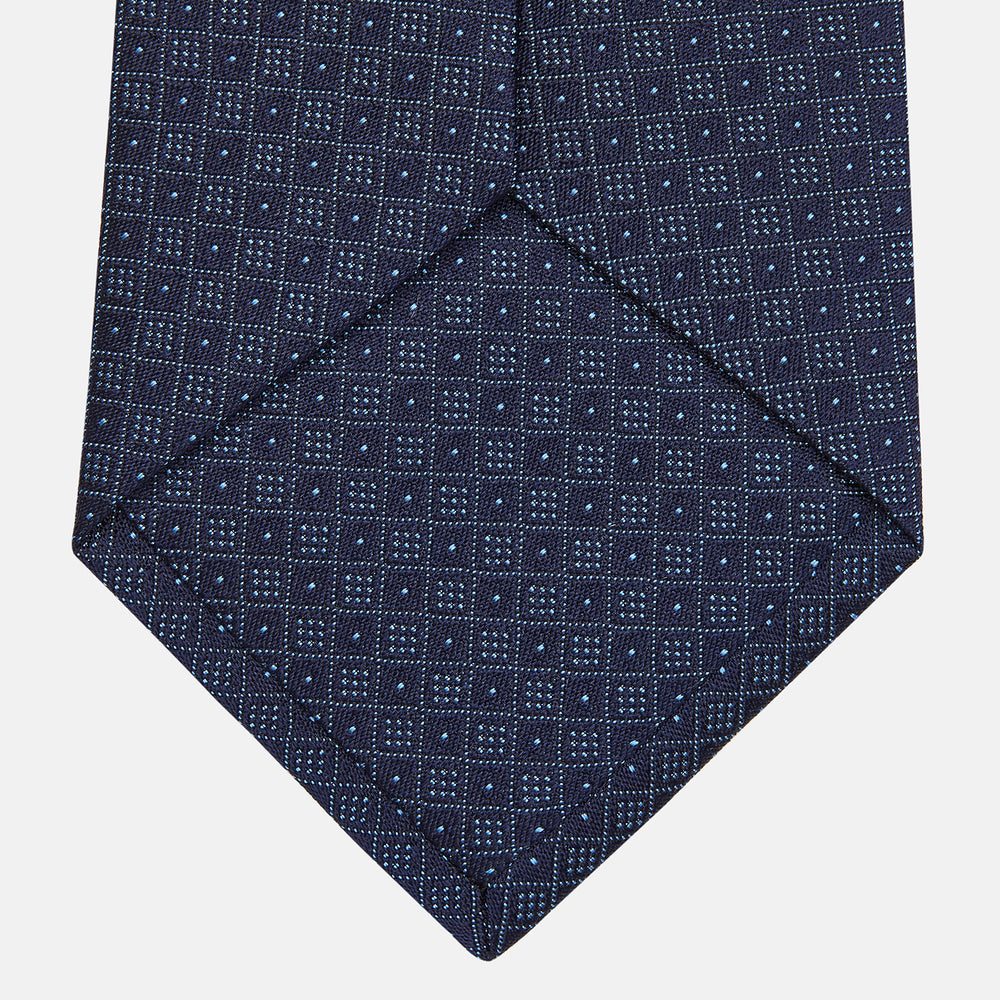 Midnight Blue Tonal Mosaic Silk Jacquard Tie