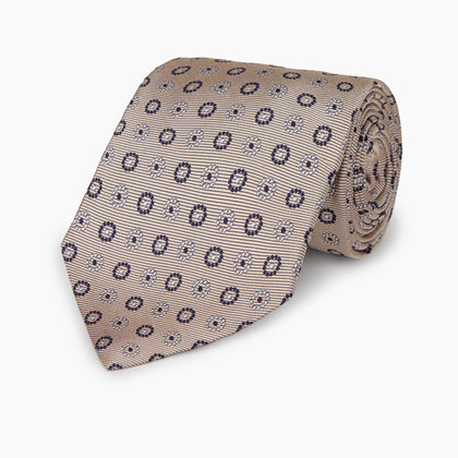 Beige Spheric Emblem Tie Image 4