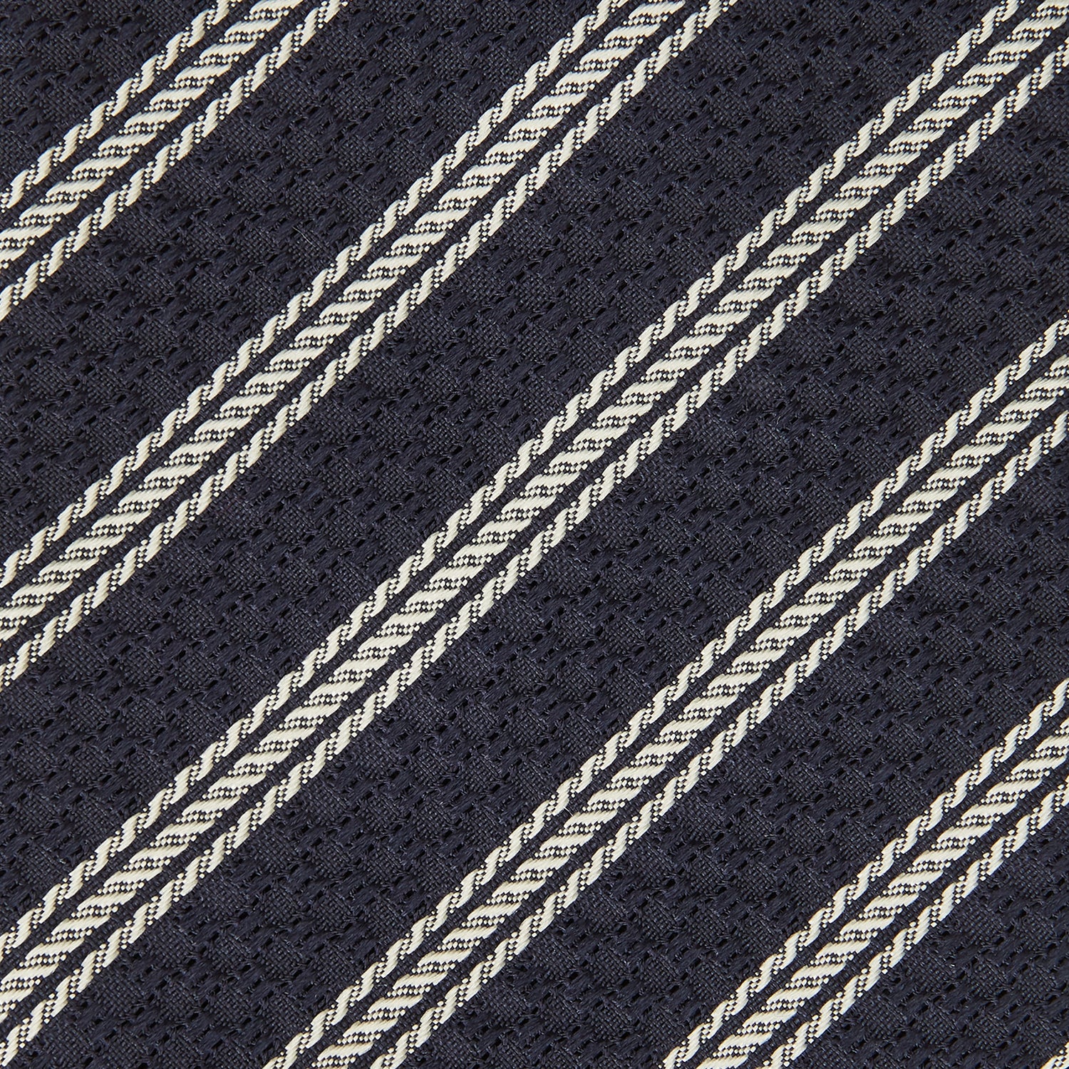 Navy and White Lace Stripe Silk Tie