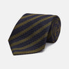 Navy and Olive Lace Stripe Silk Tie