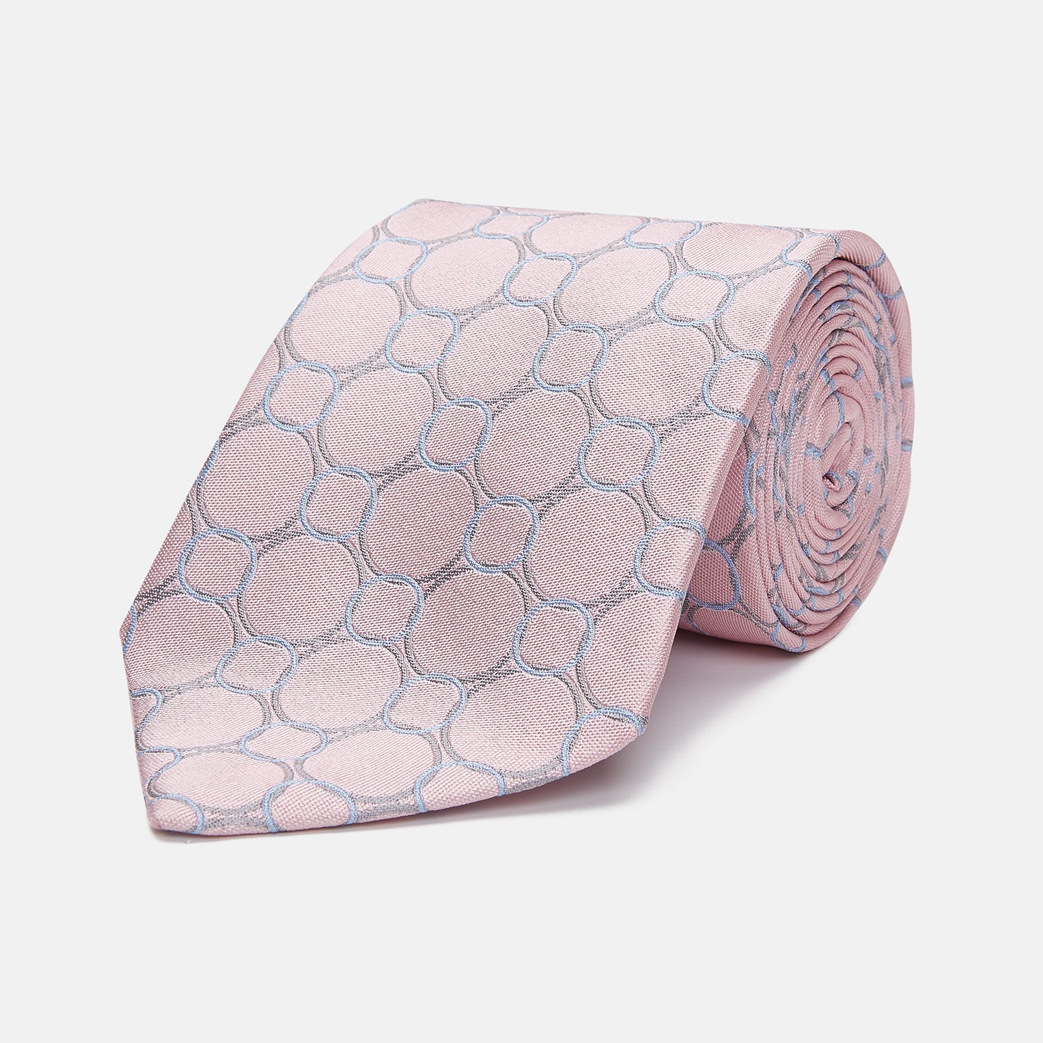 View 1 of product Baby Pink and Blue Circle Jacquard Silk Tie