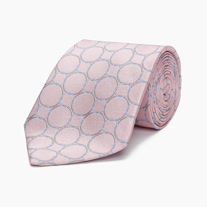 Baby Pink and Blue Circle Jacquard Silk Tie Image 4