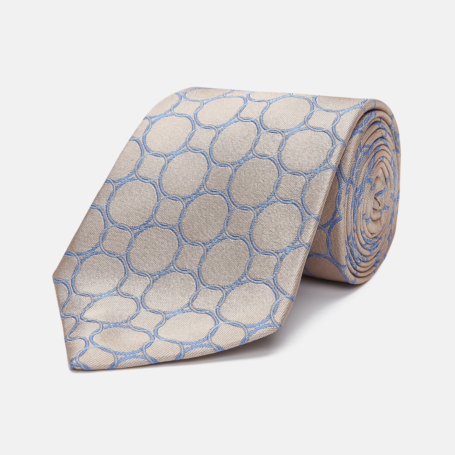 View 1 of product Toffee and Powder Blue Circle Jacquard Silk Tie