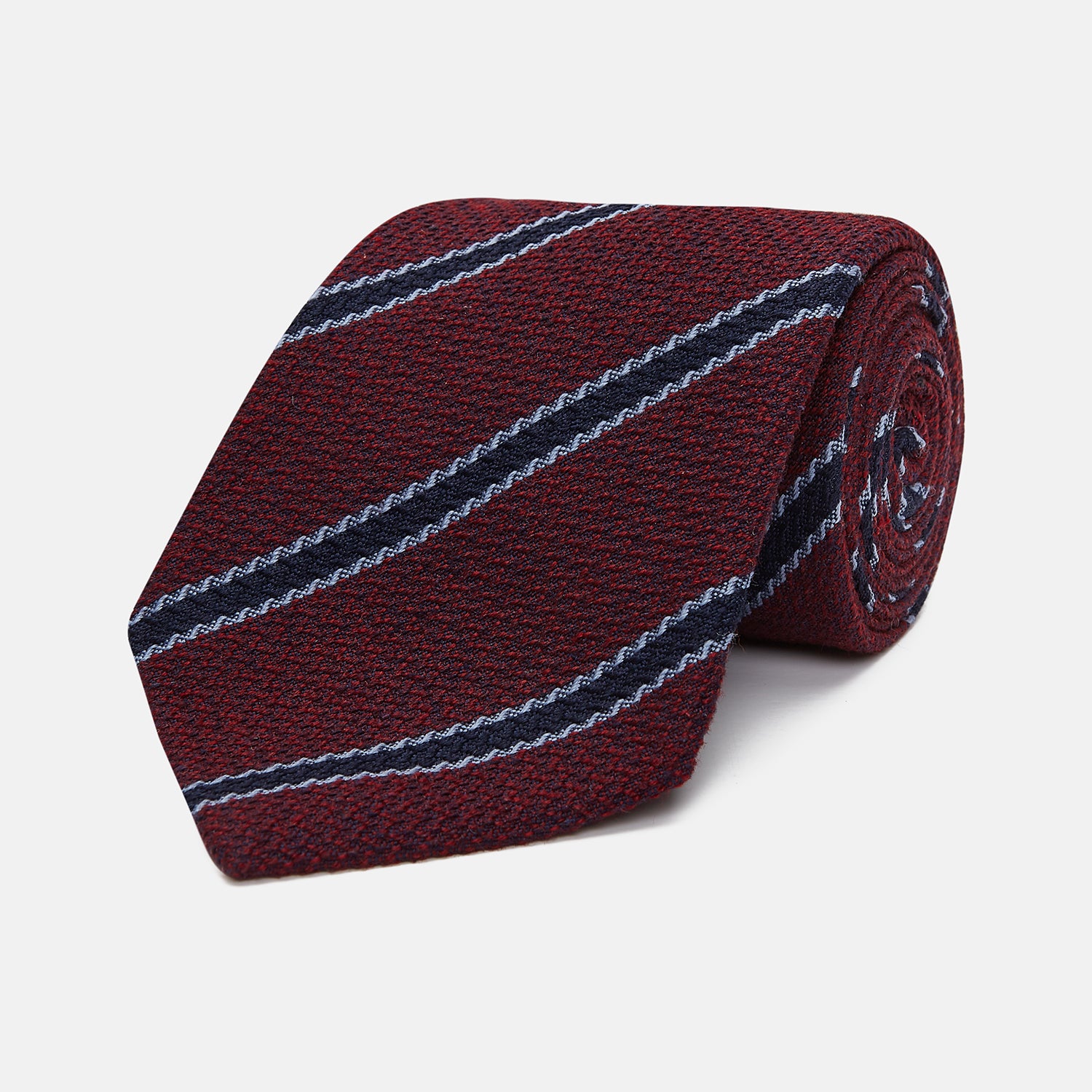 View 1 of product Burgundy Stripe Wool and Silk Tie
