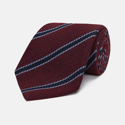 Burgundy Stripe Wool and Silk Tie