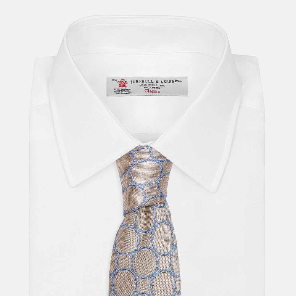 Toffee and Powder Blue Circle Jacquard Silk Tie