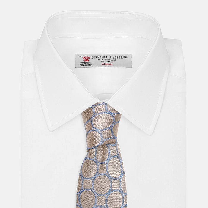 Toffee and Powder Blue Circle Jacquard Silk Tie Image 3