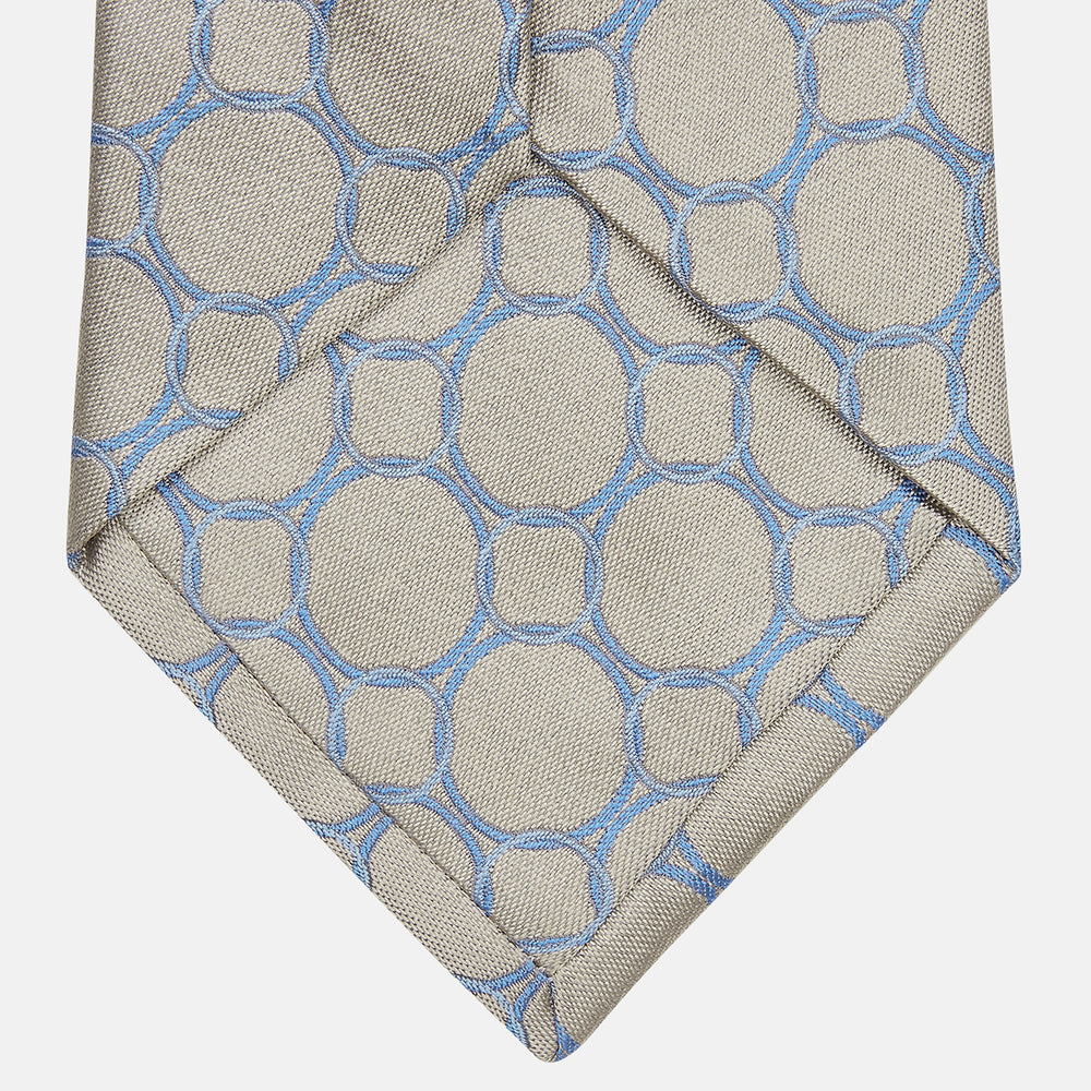 Toffee and Powder Blue Circle Jacquard Silk Tie