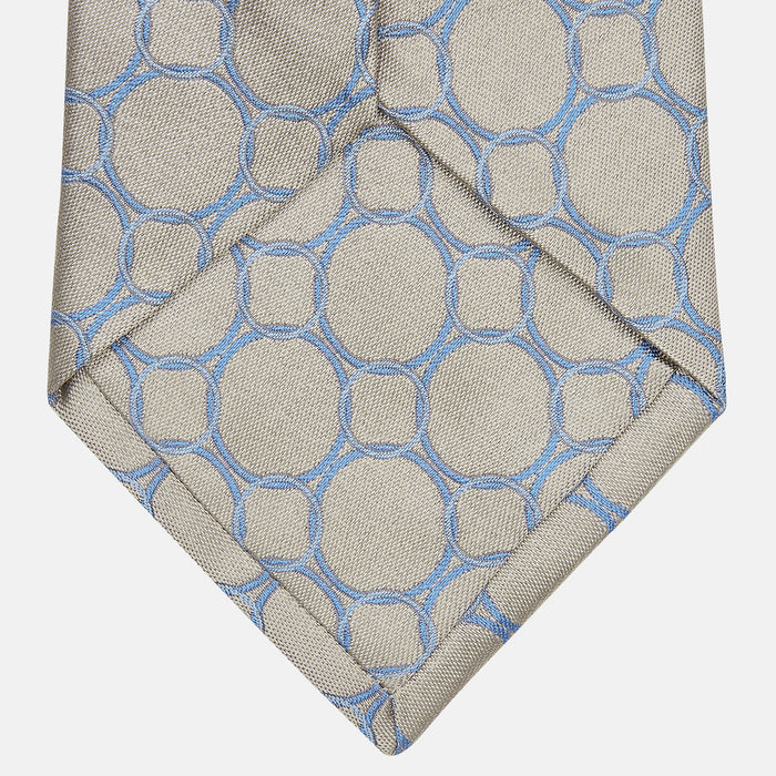 Toffee and Powder Blue Circle Jacquard Silk Tie Image 2