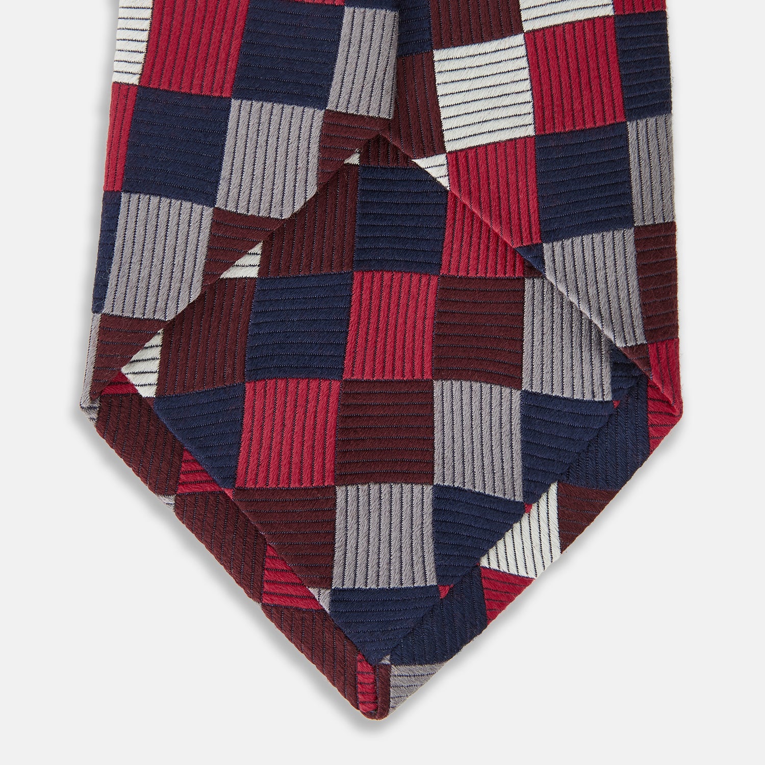 View 4 of product Burgundy Checkerboard Silk Jacquard Tie