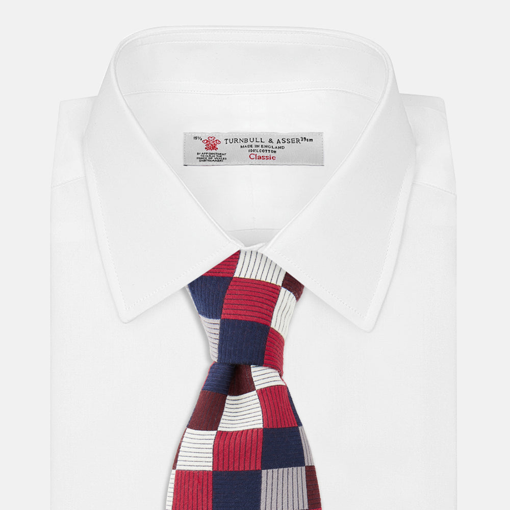 Burgundy Checkerboard Silk Jacquard Tie