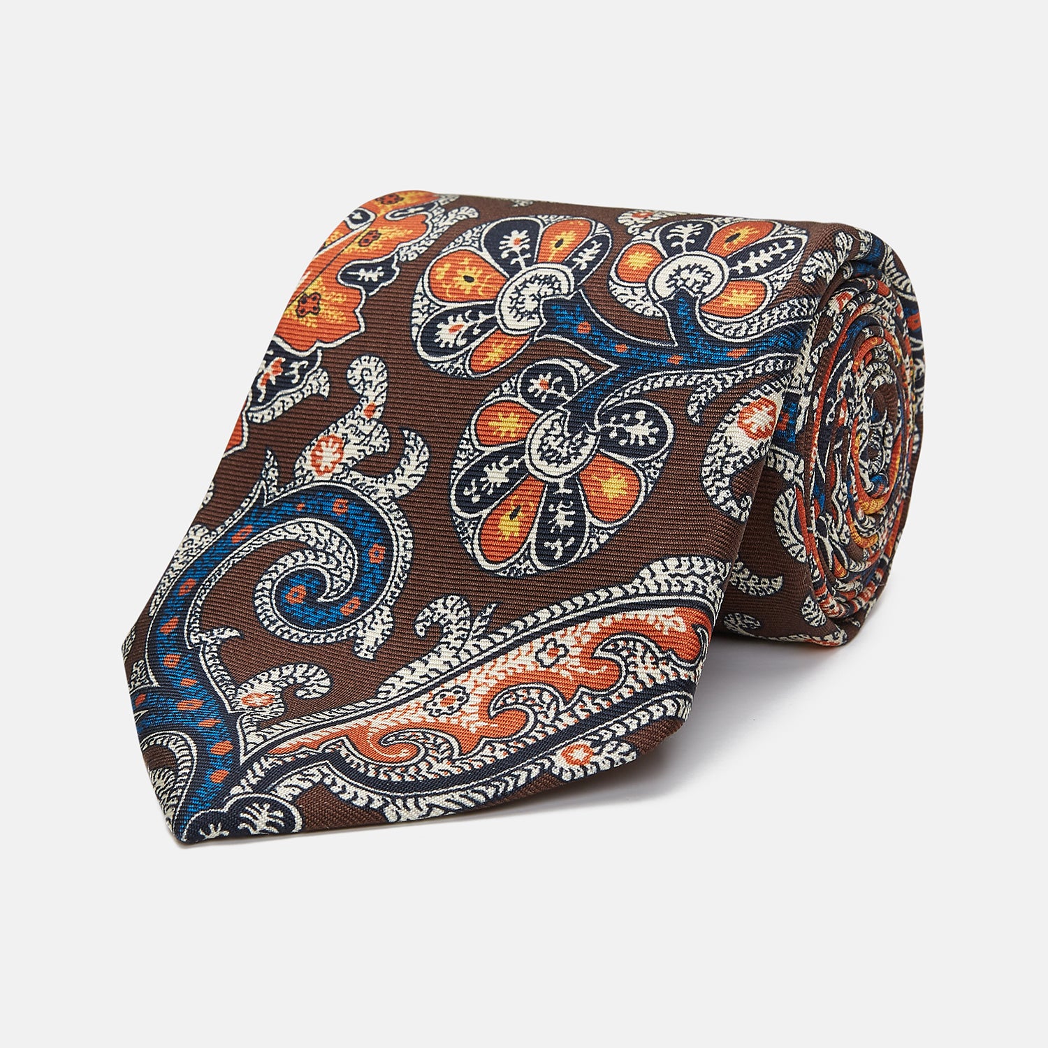 View 1 of product Chocolate and Orange Twisted Paisley Silk Tie