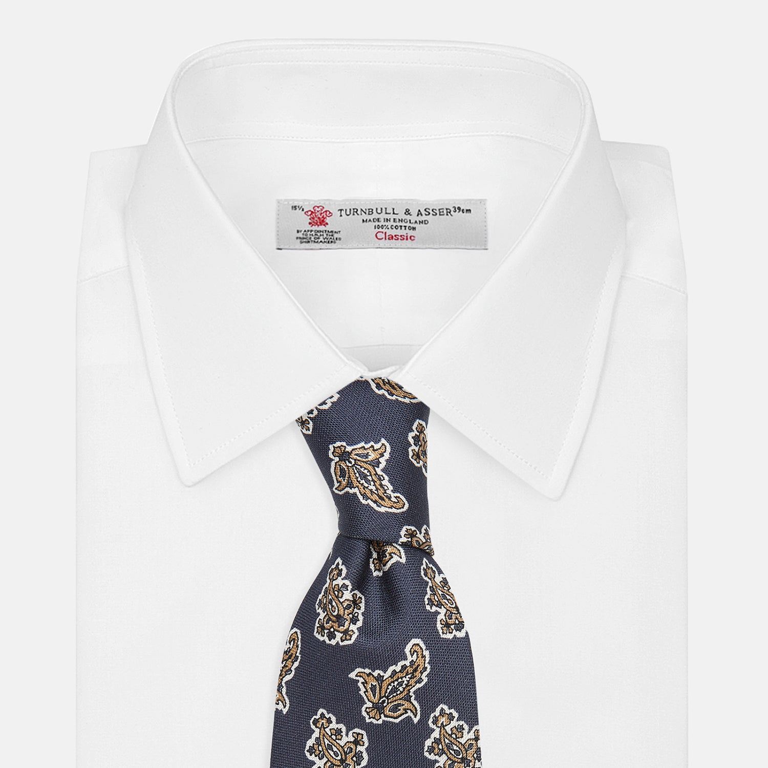 View 4 of product Navy Paisley Floral Cotton Silk Blend Tie