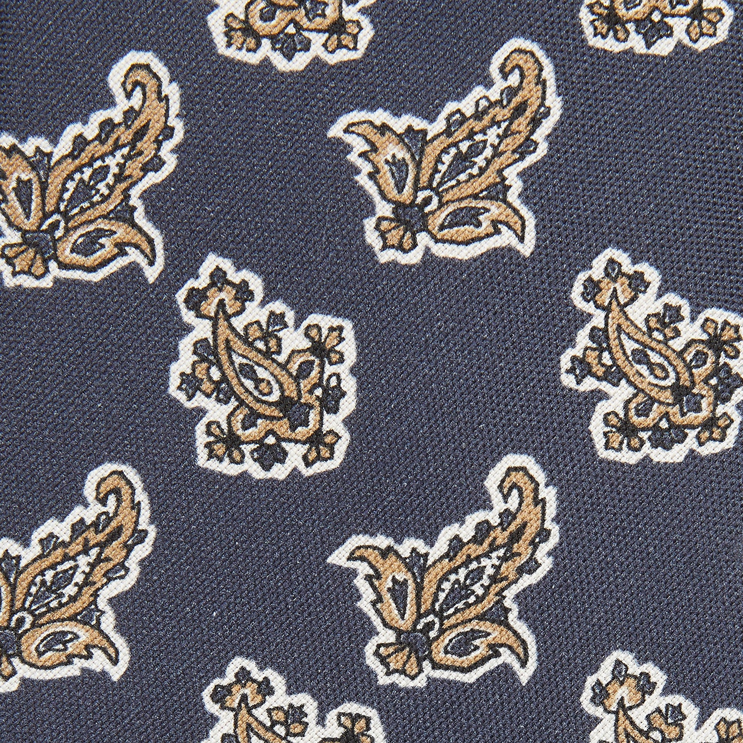 Navy Paisley Floral Cotton Silk Blend Tie
