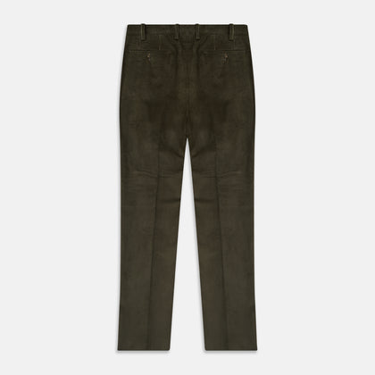 Olive Green Corduroy Trousers Image 2