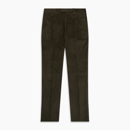 Olive Green Corduroy Trousers Image 3