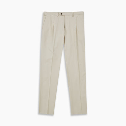Stone Cotton Twill Pleated Trousers Image 2