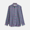 View 1 of product Green and Red Madras Check Weekend Fit Linen Shirt with Derby Collar and 1-Button Cuff