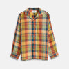 View 1 of product Orange Madras Check Holiday Fit Long Sleeve Linen Shirt with Revere Collar and 1-Button Cuff